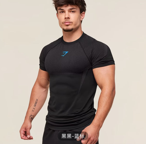 Core V5 Black Blue Seamless Compression Shirt